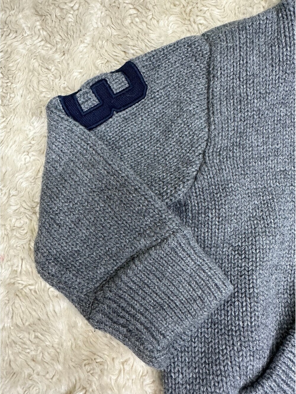 Ralph Lauren Big Pony grey full zip knit cardigan sweater 12M preppy old money - Picture 4 of 8